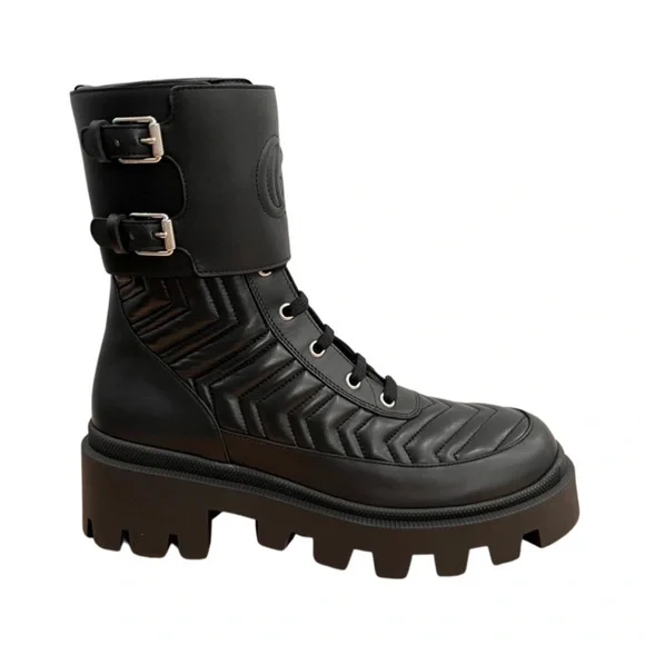 Gucci Marmont Interlocking G Matelasse Leather Boots